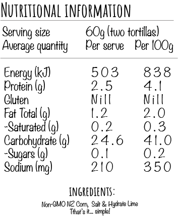 NZ White Corn Tortillas 12 pack