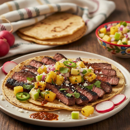 Carne asada and pineapple salsa
